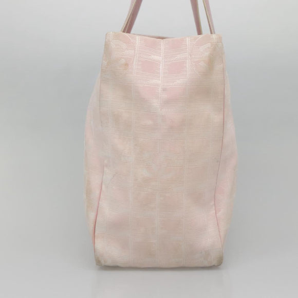 CHANEL New Travel Line Tote Bag Nylon Pink Gold CC Auth ti3386