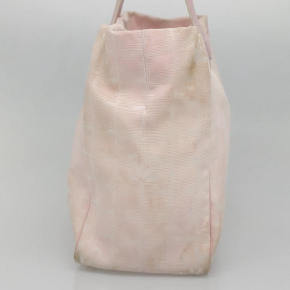 CHANEL New Travel Line Tote Bag Nylon Pink Gold CC Auth ti3386