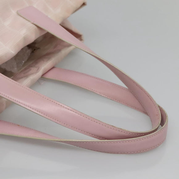 CHANEL New Travel Line Tote Bag Nylon Pink Gold CC Auth ti3386