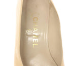 CHANEL Pumps High heels Leather Beige CC Auth ti3387-14