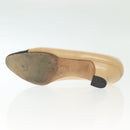 CHANEL Pumps High heels Leather Beige CC Auth ti3387-24