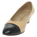 CHANEL Pumps High heels Leather Beige CC Auth ti3387-2