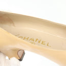 CHANEL Pumps High heels Leather Beige CC Auth ti3387-34
