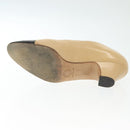 CHANEL Pumps High heels Leather Beige CC Auth ti3387-7