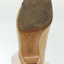 CHANEL Pumps High heels Leather Beige CC Auth ti3387-9