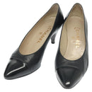 CHANEL pumps High heels Leather 35 1/2 Black CC Auth ti3388-1
