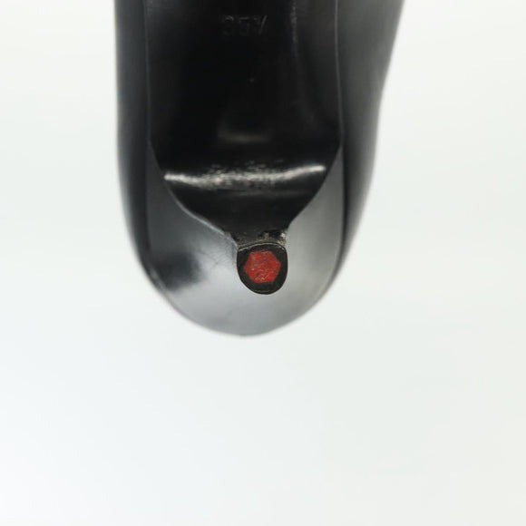 CHANEL pumps High heels Leather 35 1/2 Black CC Auth ti3388