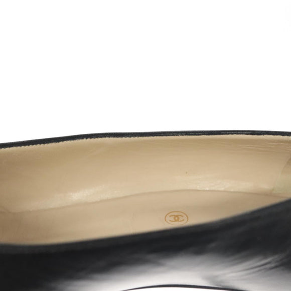 CHANEL pumps High heels Leather 35 1/2 Black CC Auth ti3388