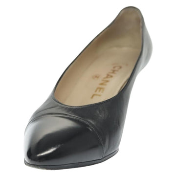 CHANEL pumps High heels Leather 35 1/2 Black CC Auth ti3388 - 0