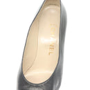 CHANEL pumps High heels Leather 35 1/2 Black CC Auth ti3388-28
