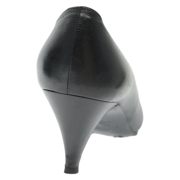 CHANEL pumps High heels Leather 35 1/2 Black CC Auth ti3388