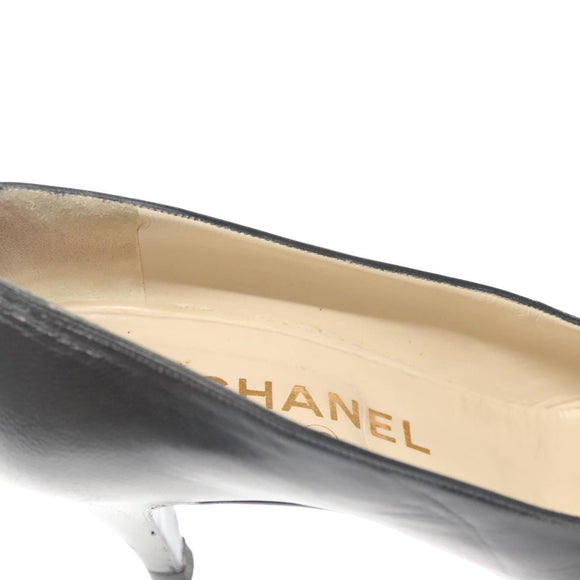 CHANEL pumps High heels Leather 35 1/2 Black CC Auth ti3388