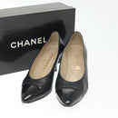 CHANEL pumps High heels Leather 35 1/2 Black CC Auth ti3388-33