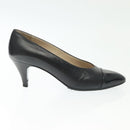 CHANEL pumps High heels Leather 35 1/2 Black CC Auth ti3388-4