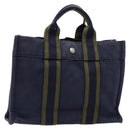 HERMES Fourre Tout PM Hand Bag Canvas Navy Auth ti3389-1