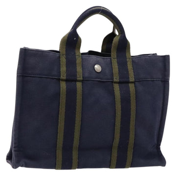HERMES Fourre Tout PM Hand Bag Canvas Navy Auth ti3389