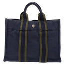 HERMES Fourre Tout PM Hand Bag Canvas Navy Auth ti3389-2