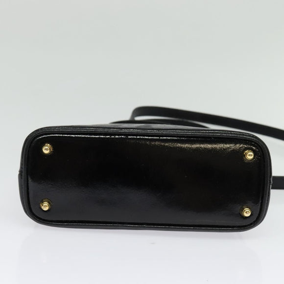 FENDI Hand Bag Enamel 2way Black Gold Auth ti3390