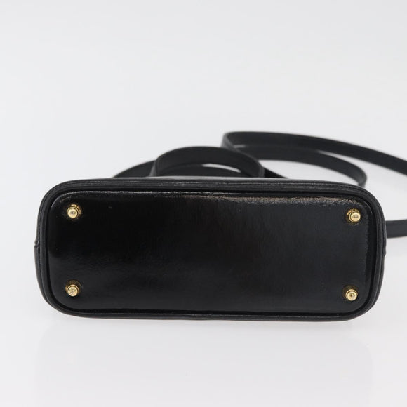 FENDI Hand Bag Patent leather 2way Black Gold Auth ti3390