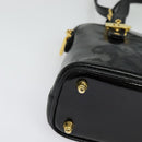 FENDI Hand Bag Enamel 2way Black Gold Auth ti3390-16