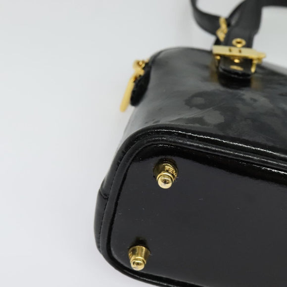 FENDI Hand Bag Enamel 2way Black Gold Auth ti3390