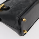 FENDI Hand Bag Patent leather 2way Black Gold Auth ti3390-16