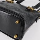FENDI Hand Bag Patent leather 2way Black Gold Auth ti3390-17