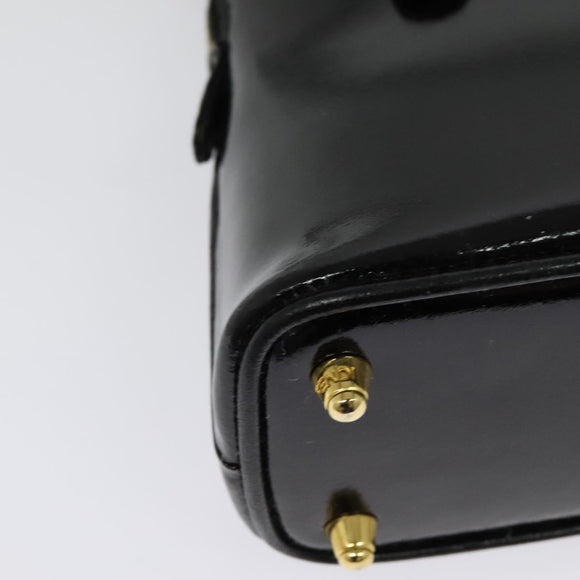 FENDI Hand Bag Enamel 2way Black Gold Auth ti3390