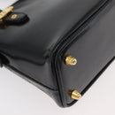 FENDI Hand Bag Patent leather 2way Black Gold Auth ti3390-18