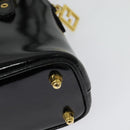 FENDI Hand Bag Enamel 2way Black Gold Auth ti3390-9