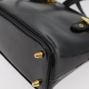 FENDI Hand Bag Patent leather 2way Black Gold Auth ti3390-9
