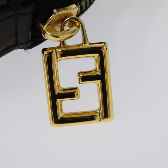 FENDI Hand Bag Enamel 2way Black Gold Auth ti3390