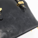 FENDI Hand Bag Patent leather 2way Black Gold Auth ti3390-19