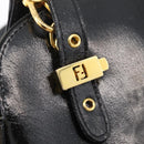 FENDI Hand Bag Patent leather 2way Black Gold Auth ti3390-11