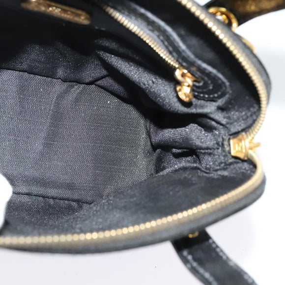 FENDI Hand Bag Enamel 2way Black Gold Auth ti3390