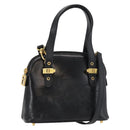 FENDI Hand Bag Patent leather 2way Black Gold Auth ti3390-1