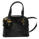 FENDI Hand Bag Enamel 2way Black Gold Auth ti3390-13
