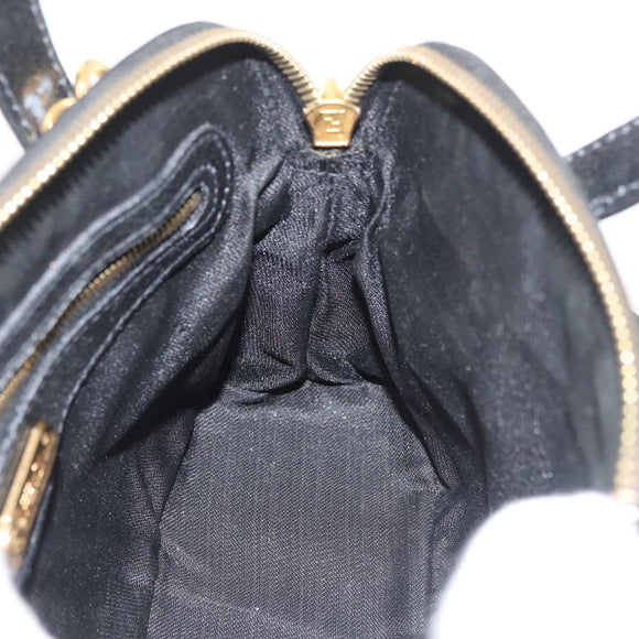 FENDI Hand Bag Patent leather 2way Black Gold Auth ti3390