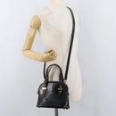 FENDI Hand Bag Patent leather 2way Black Gold Auth ti3390-26