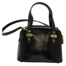 FENDI Hand Bag Enamel 2way Black Gold Auth ti3390-2