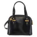 FENDI Hand Bag Patent leather 2way Black Gold Auth ti3390-2