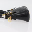 FENDI Hand Bag Patent leather 2way Black Gold Auth ti3390-4