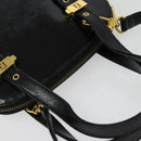FENDI Hand Bag Enamel 2way Black Gold Auth ti3390-6
