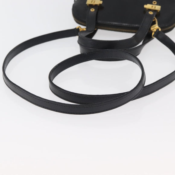 FENDI Hand Bag Patent leather 2way Black Gold Auth ti3390
