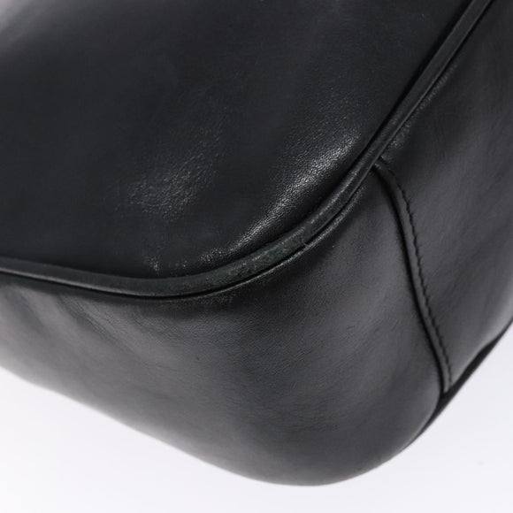 GUCCI Bamboo Hand Bag Leather 2way Black Gold 001 1705 1638 Auth ti3391