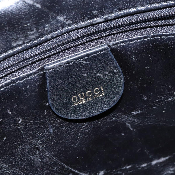 GUCCI Bamboo Hand Bag Leather 2way Black Gold 001 1705 1638 Auth ti3391