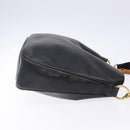 GUCCI Bamboo Hand Bag Leather 2way Black Gold 001 1705 1638 Auth ti3391-4