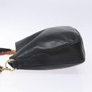 GUCCI Bamboo Hand Bag Leather 2way Black Gold 001 1705 1638 Auth ti3391-5