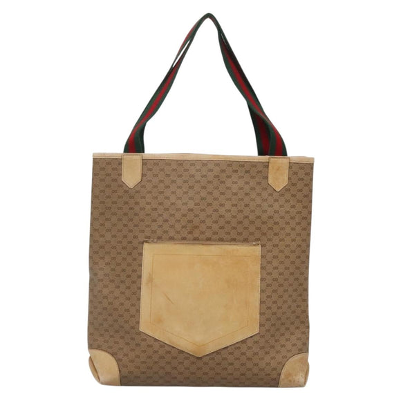 GUCCI Micro GG Supreme Web Sherry Line Bag PVC Beige 904 002 0222 Auth ti3393