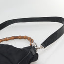 GUCCI Bamboo Hand Bag Nylon 2way Black Silver 001 1705 1577 Auth ti3394-15